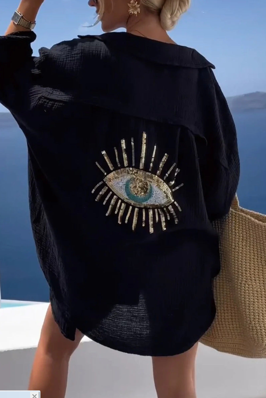 Ayline | Camicia in Cotone Gaze Blu