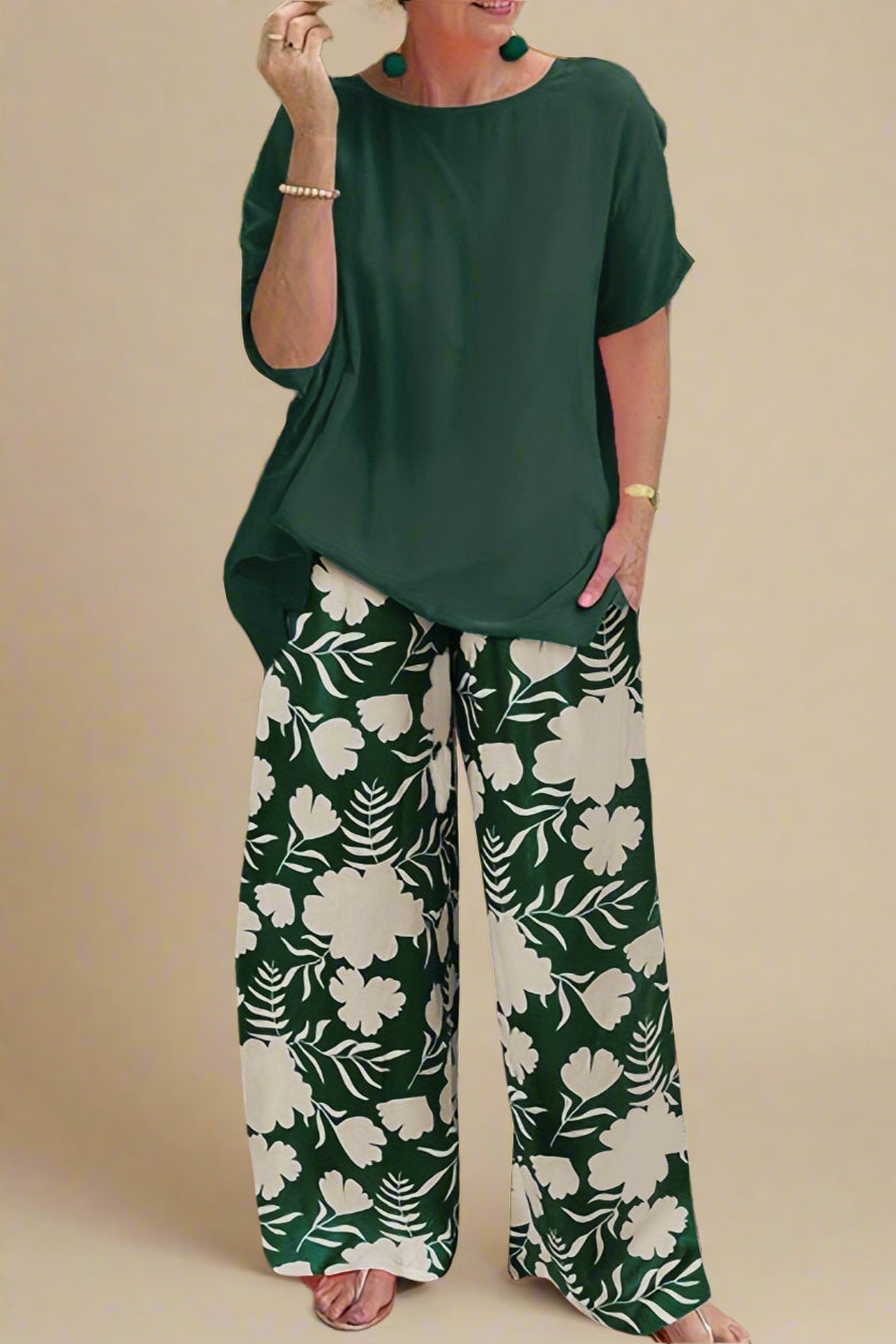 Set Andrée | Pantaloni Stampati + Top Monocromatico