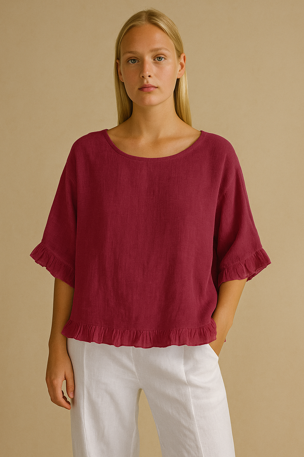 Lærke Blusa | Lino Morbido – Eleganza Rilassata con Dettagli a Volant