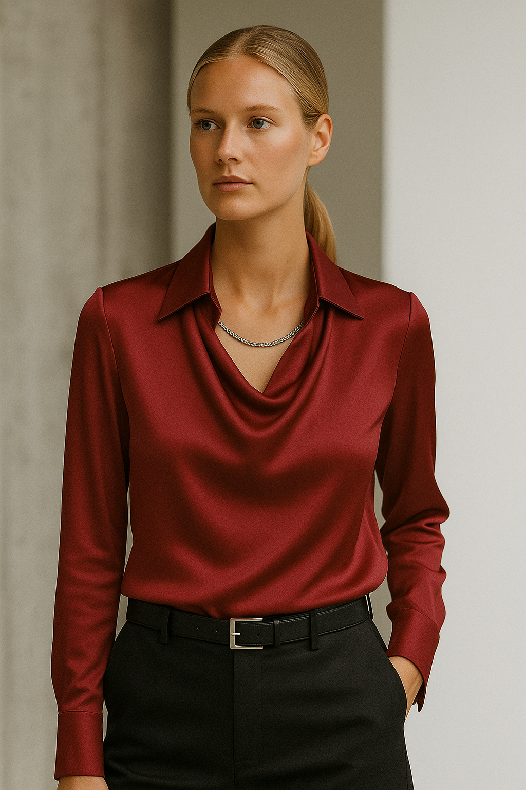 Ida Blusa in Satin | Silhouette Senza Tempo con Finitura Moderna