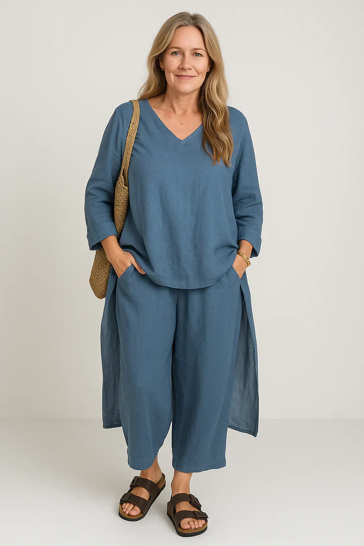 Set Norena | Pantaloni Monocromatici e Confortevoli + Top Coordinato