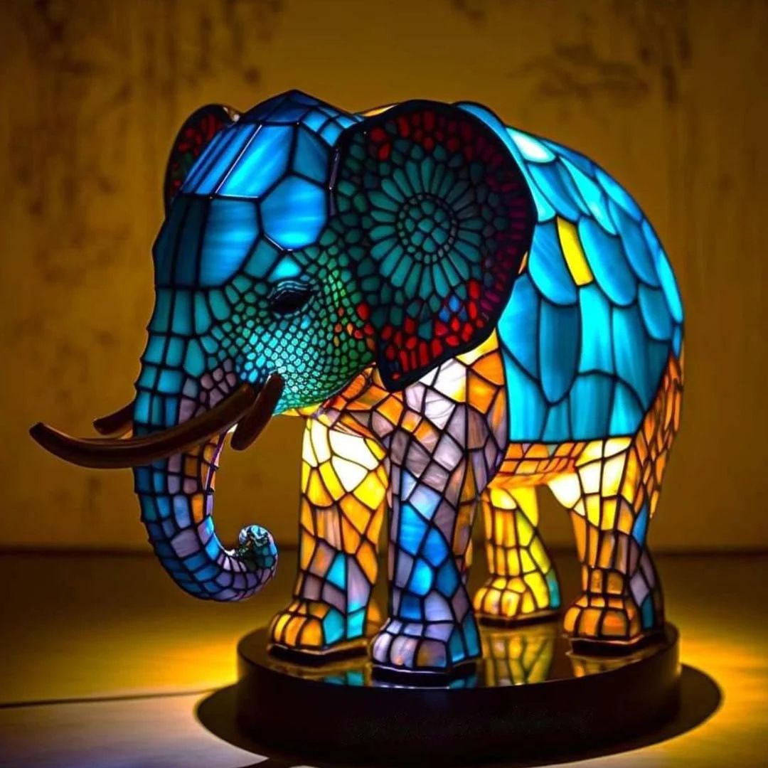 Nounours – Lampada Magica Elefante in Vetro Colorato