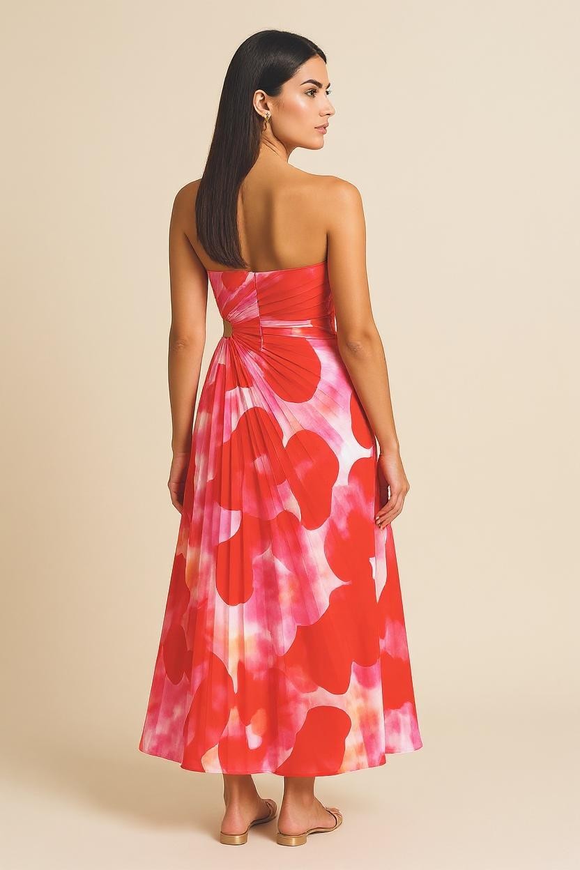 Signe Vestito | Abito plissettato a spalla singola con motivo floreale