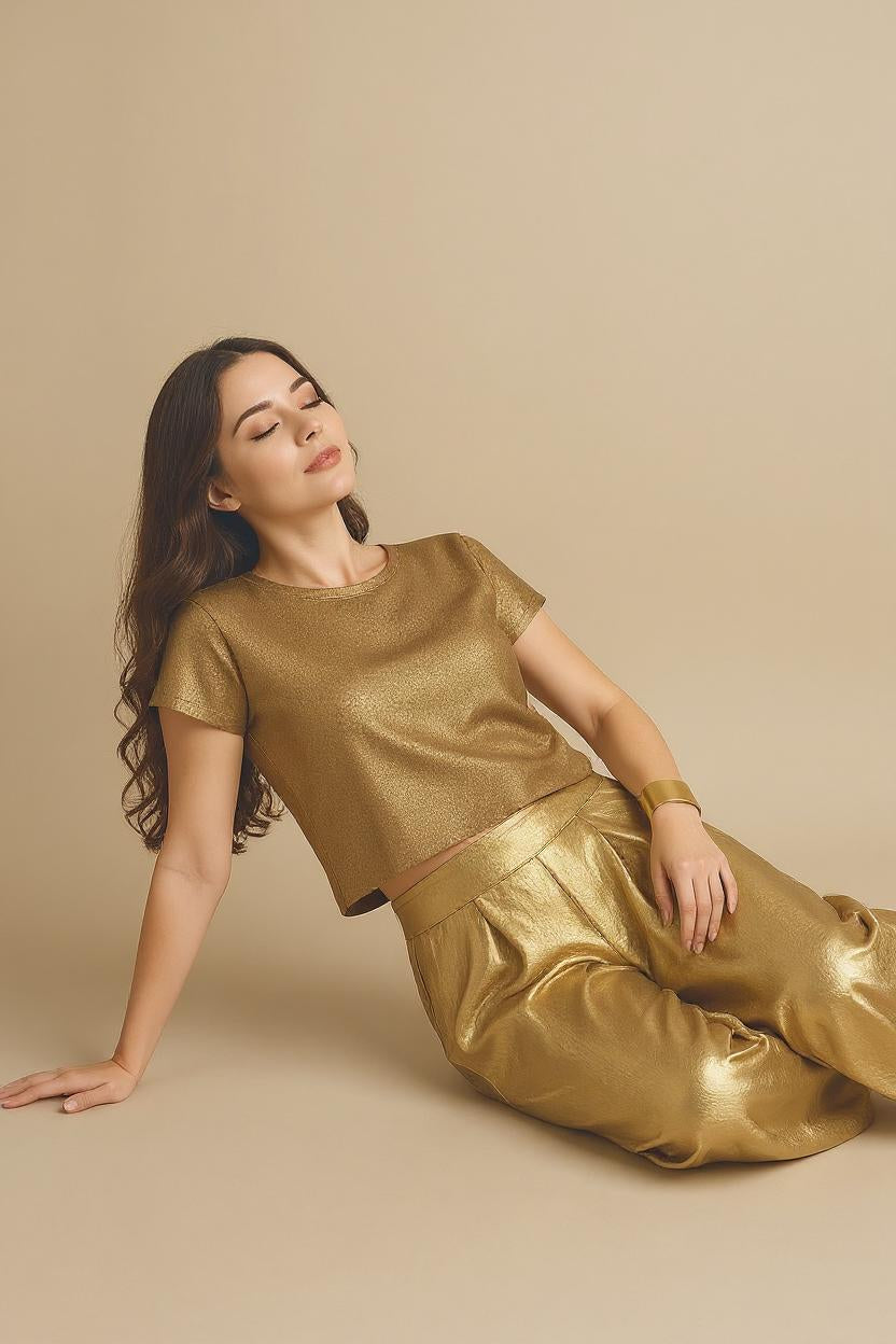 LYS | Pantaloni larghi, eleganti e lucenti