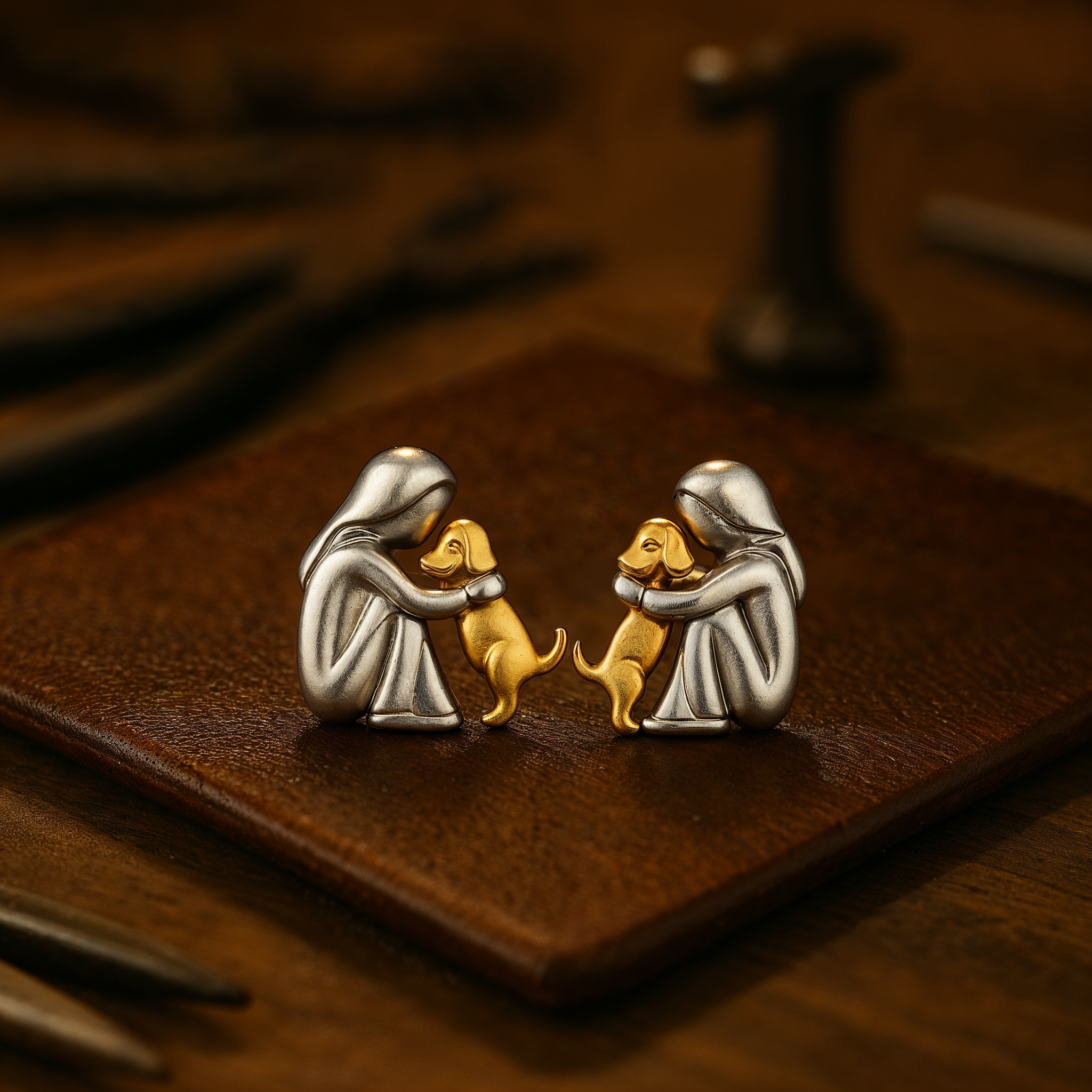 Orecchini Hug bicolore argento e oro