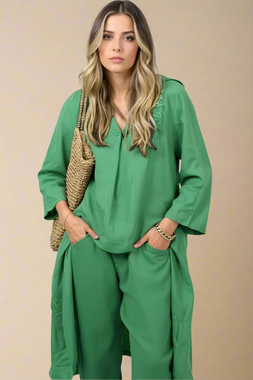 Set Norena | Pantaloni Monocromatici e Confortevoli + Top Coordinato