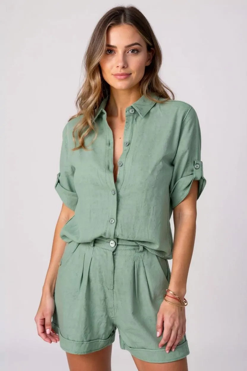 Set Linnea | Pantaloni in Lino Leggeri + Camicia Coordinata