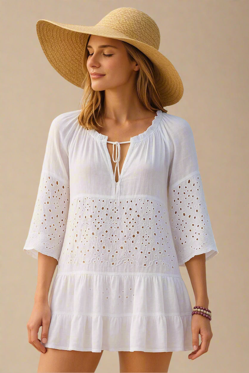 Liv | BLUSA Ricamata leggerezza + eleganza della spiaggia