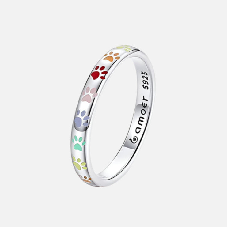 Anello in argento sterling con disegno a forma di zampa