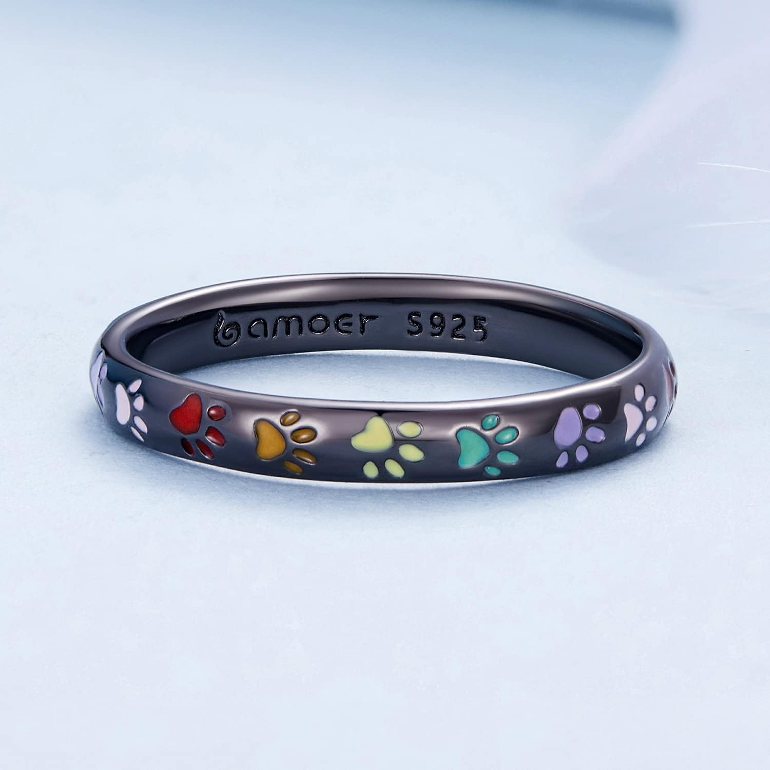 Anello in argento sterling con disegno a forma di zampa