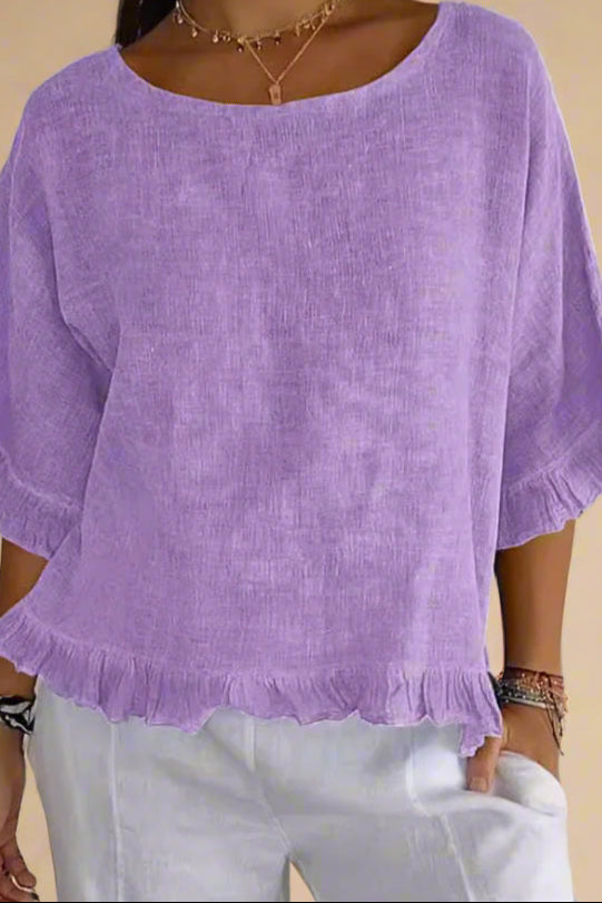 Lærke Blusa | Lino Morbido – Eleganza Rilassata con Dettagli a Volant