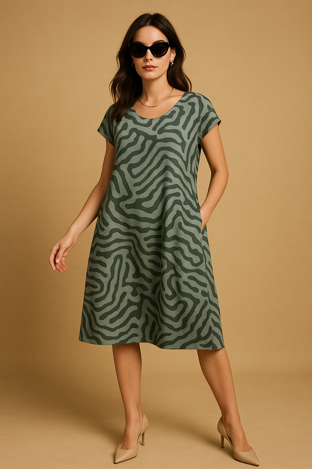 Nelia™ | Abito estivo con scollo rotondo e bellissima stampa