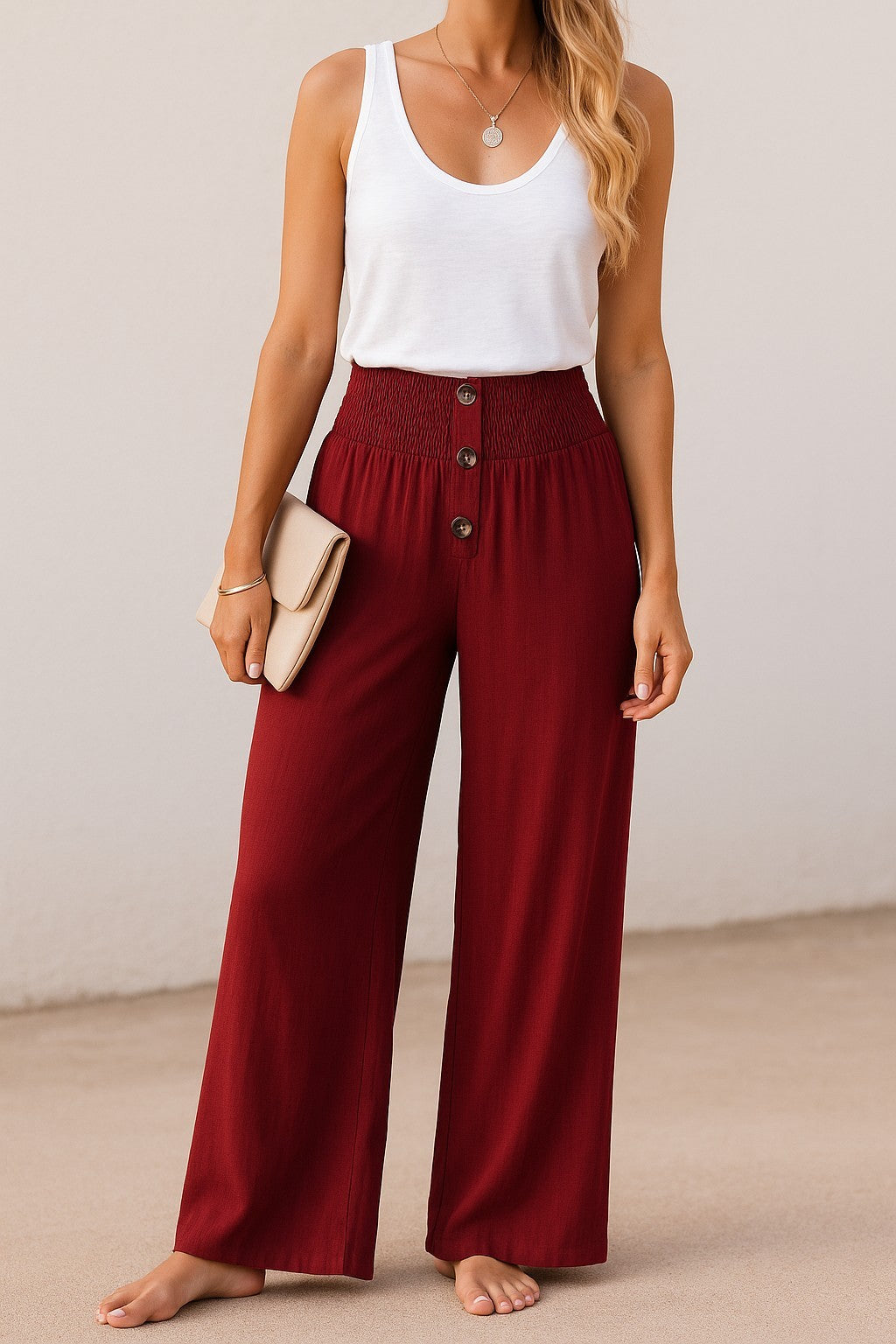 INES | Pantaloni di lino con vita alta