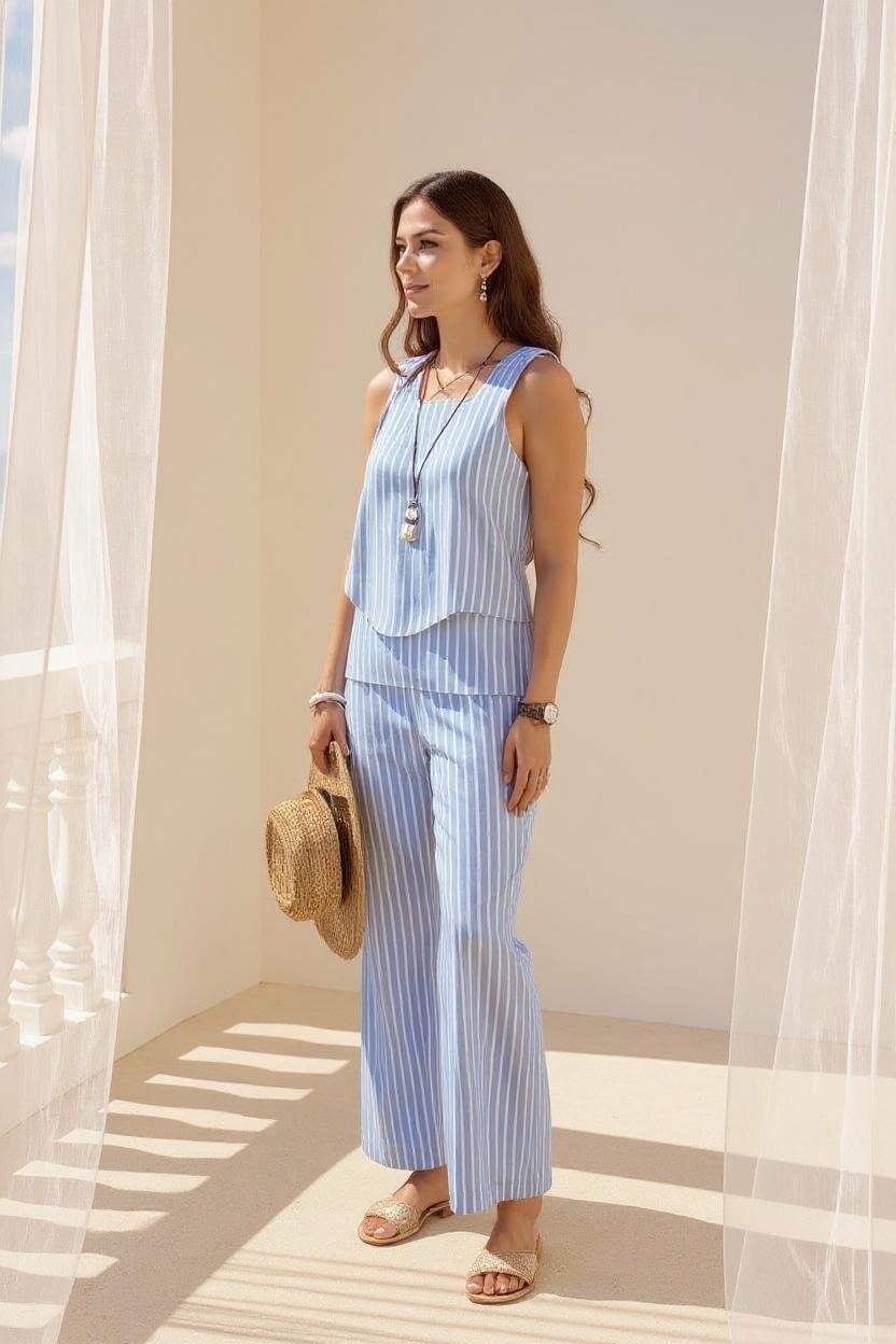 Set Sofie | Pantaloni + Top con Strisce Coordinate